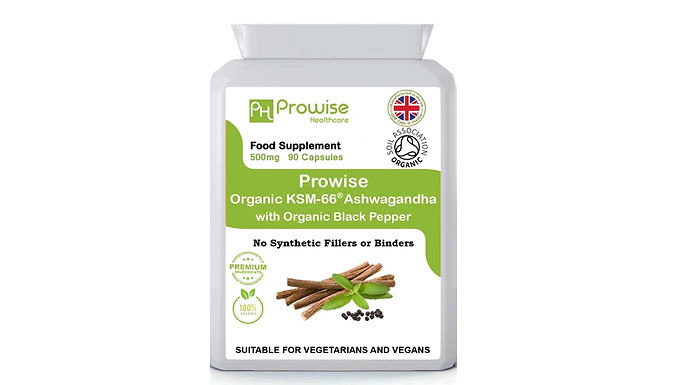 Approvisionnement de 3 mois de KSM-66 Ashwagandha avec poivre noir biologique 500mg - 90 Capsules