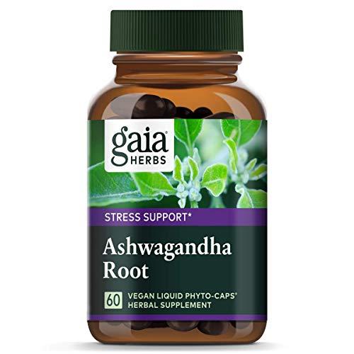 Gaia Herbs Ashwagandha Root, pour le soulagement du stress, le soutien immunitaire, l'équilibre des niveaux d'énergie et le soutien de l'humeur, capsules liquides végétaliennes, 60 comprimés.